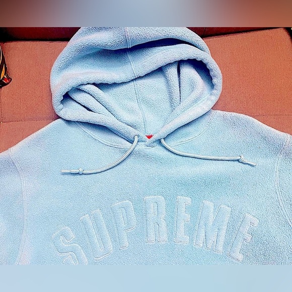 Supreme Polartec Fleece Hoodie Baby Blue Women’s Medium | Authentic SUPREME! - Picture 7 of 7